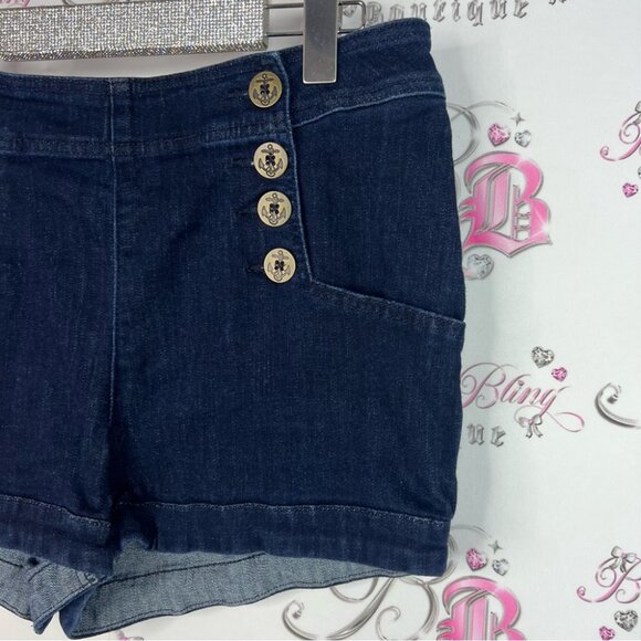 Express jeans shorts buttons nautical sailor Black High Waist Buttoned Shorts - Picture 2 of 9